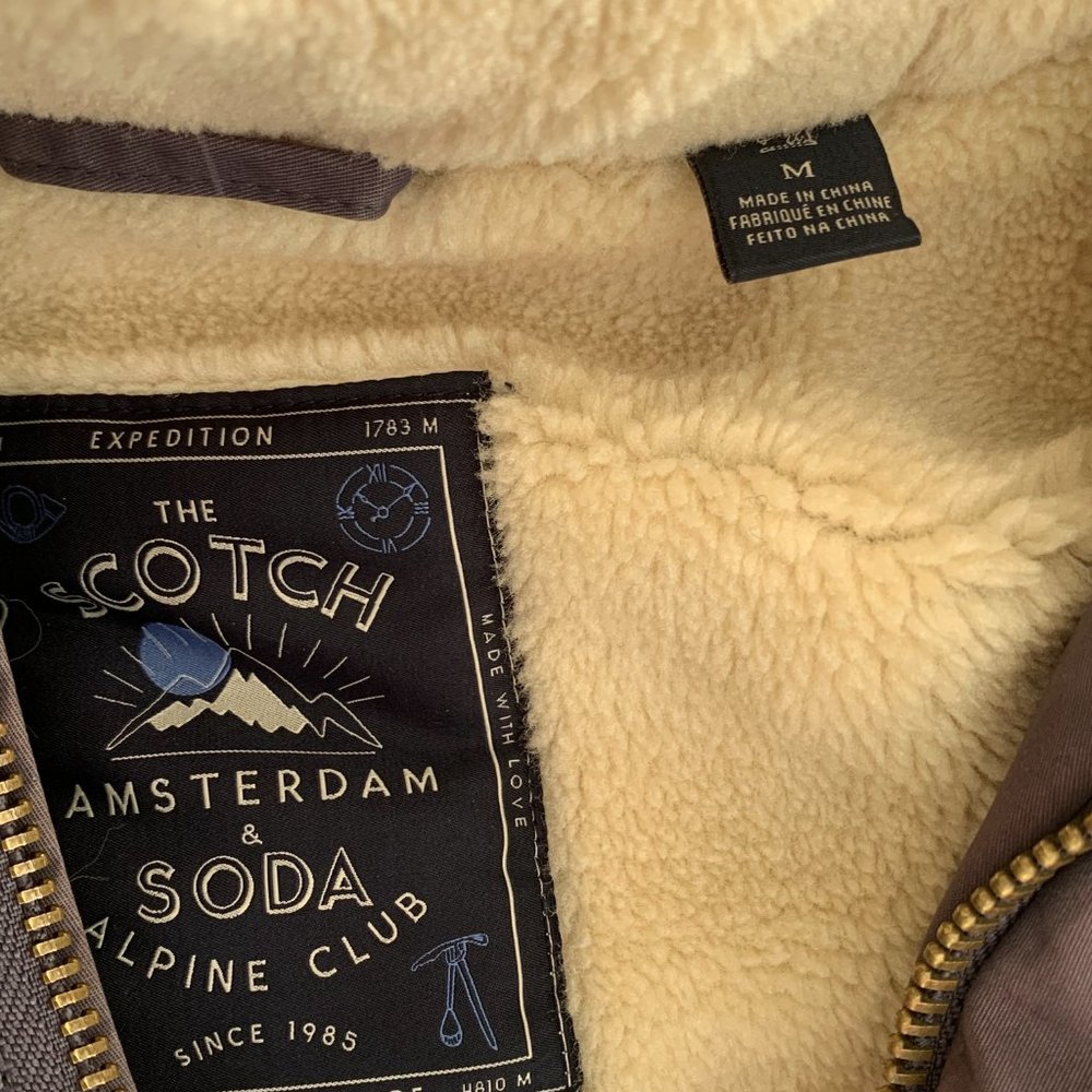 Scotch & Soda Men's Classic Parka with Teddy Lining, Steel Size M - Picture 5 of 12